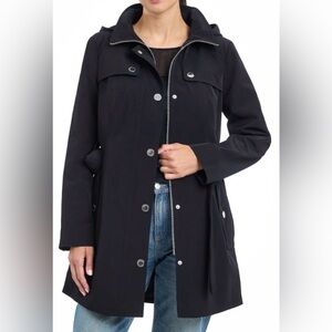 London Fog Black Hooded Women's Trench Coat Size XL